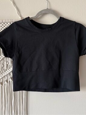 aerie Black Cropped Sweatshirt with Subtle Logo